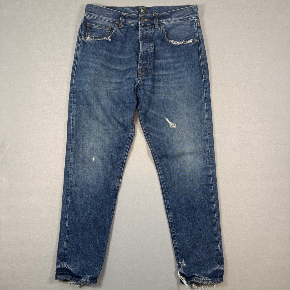 PRPS Thunderbird Jeans Mens 33 Medium Wash Tapered Crop Distressed Premium Denim